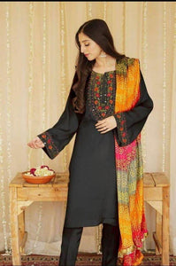 3 Pcs Women's Unstitched Lawn Embroidered Suit