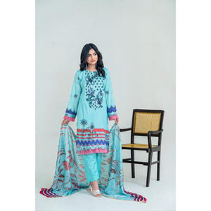 : 3 Pcs Women's Unstitched Lawn Printed Suit