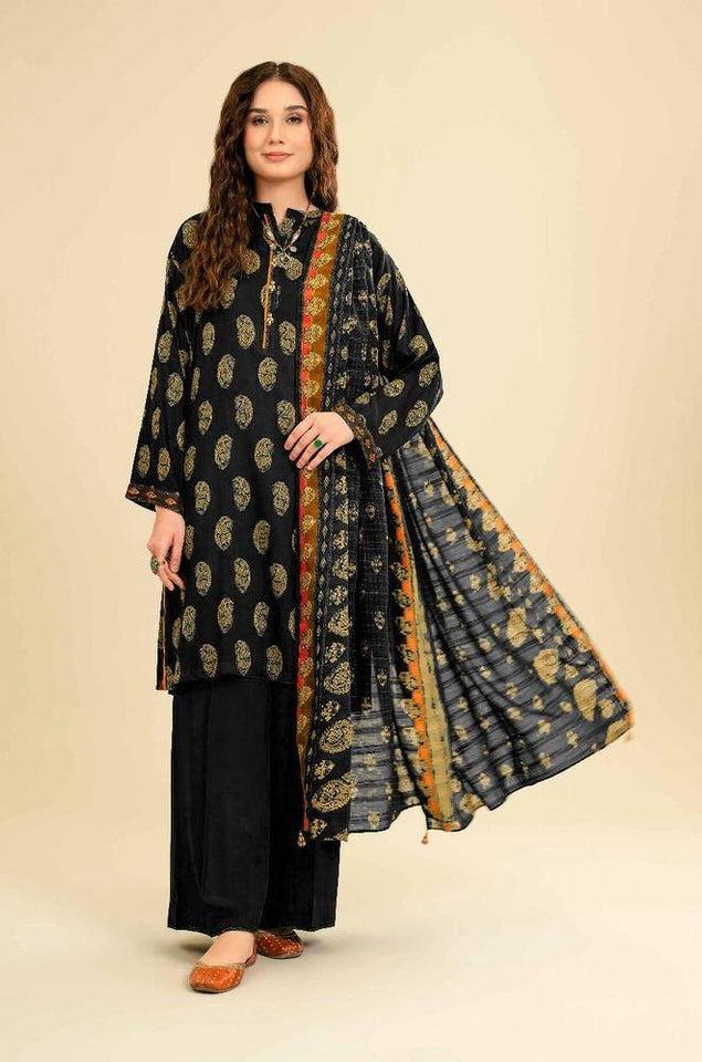 3 Pcs Women's Unstitched Khaddar Printed Suit