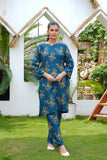 2 Pcs Women's Stitched Linen Printed Shirt And Trouser