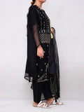 4 Pcs Women's Stitched Fancy Organza Embroidered Suit