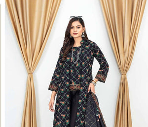 3 Pcs Fiza Noor Women's Unstitched Khaddar Printed Suit - Minahil