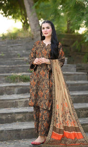 Amna.B-3 Pcs Women's Unstitched Lawn Printed Suit