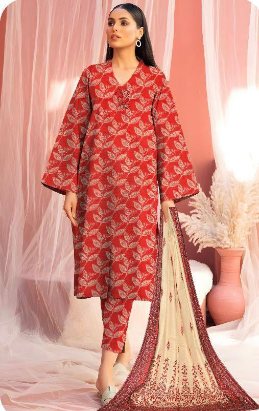 Amna.B-3 Pcs Women's Unstitched Lawn Printed Suit