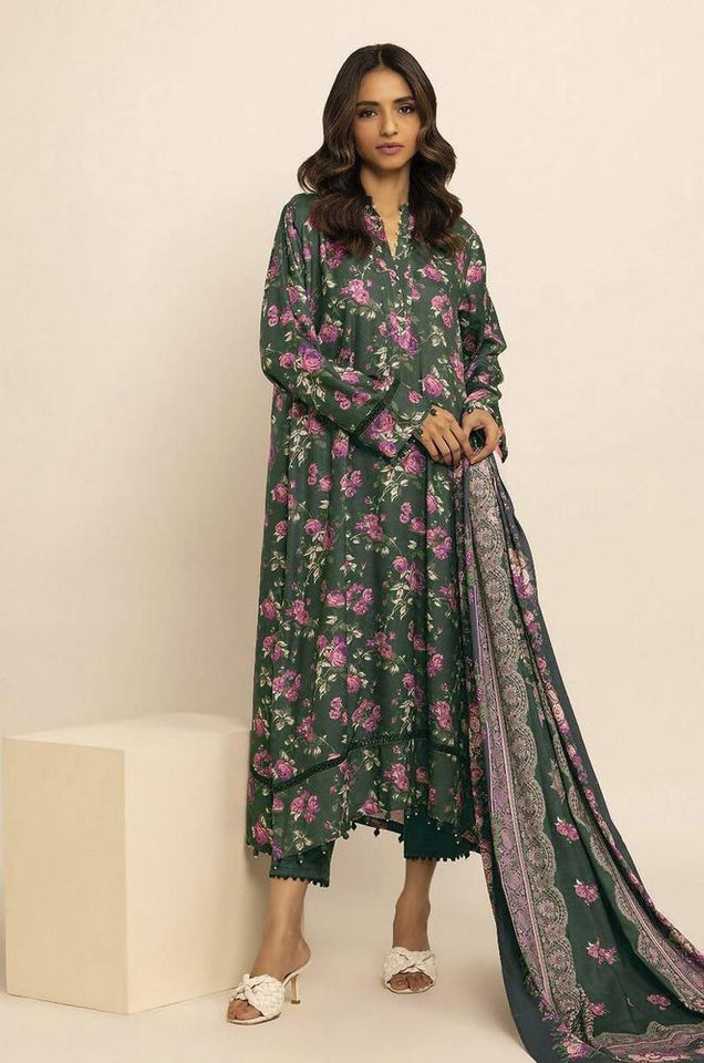 3 Pcs Women's Unstitched Lawn Printed Suit