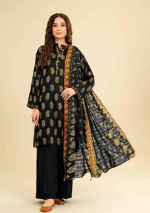 3 Pcs Women's Unstitched Khaddar Printed Suit