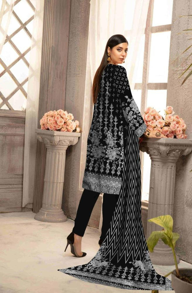 Amna.B-3 Pcs Women's Unstitched Lawn Printed Suit