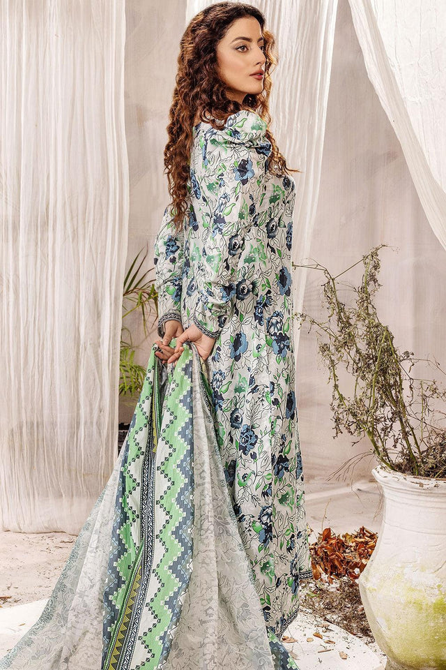 Safwa -3 Pcs Digital Printed Doria Lawn Unstitched Suit, KOK-05