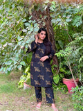 2 Pcs Women's Stitched Linen Printed Shirt And Trouser