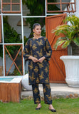 2 Pcs Women's Stitched Linen Block Printed Shirt And Trouser