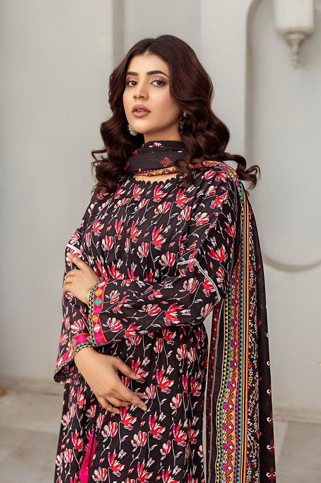 Safwa-Rsv-22-Rasberry Doria 3-Piece Printed Unstitched Lawn Suit