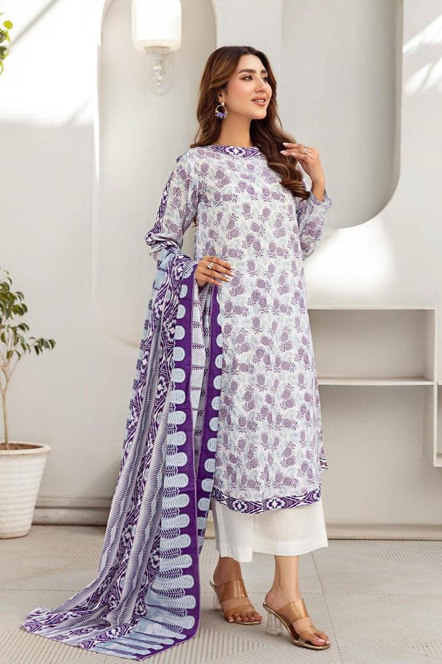 Safwa-Rsv-16-Rasberry Doria 3-Piece Printed Unstitched Lawn Suit