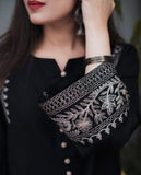 2 Pcs Women's Stitched Linen Embroidered Suit